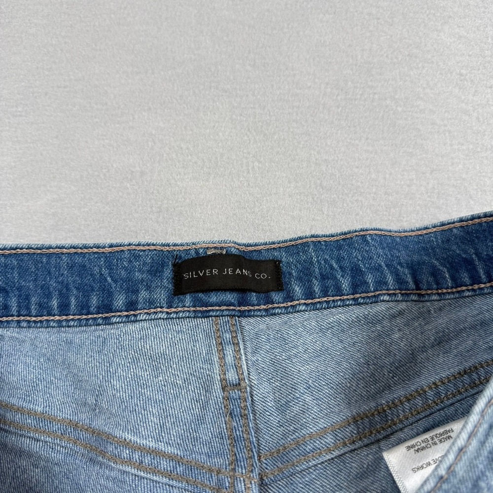 Silver Jeans Womens 31 Frisco Short Blue Denim Distressed High Waist Cut Off - Picture 5 of 8